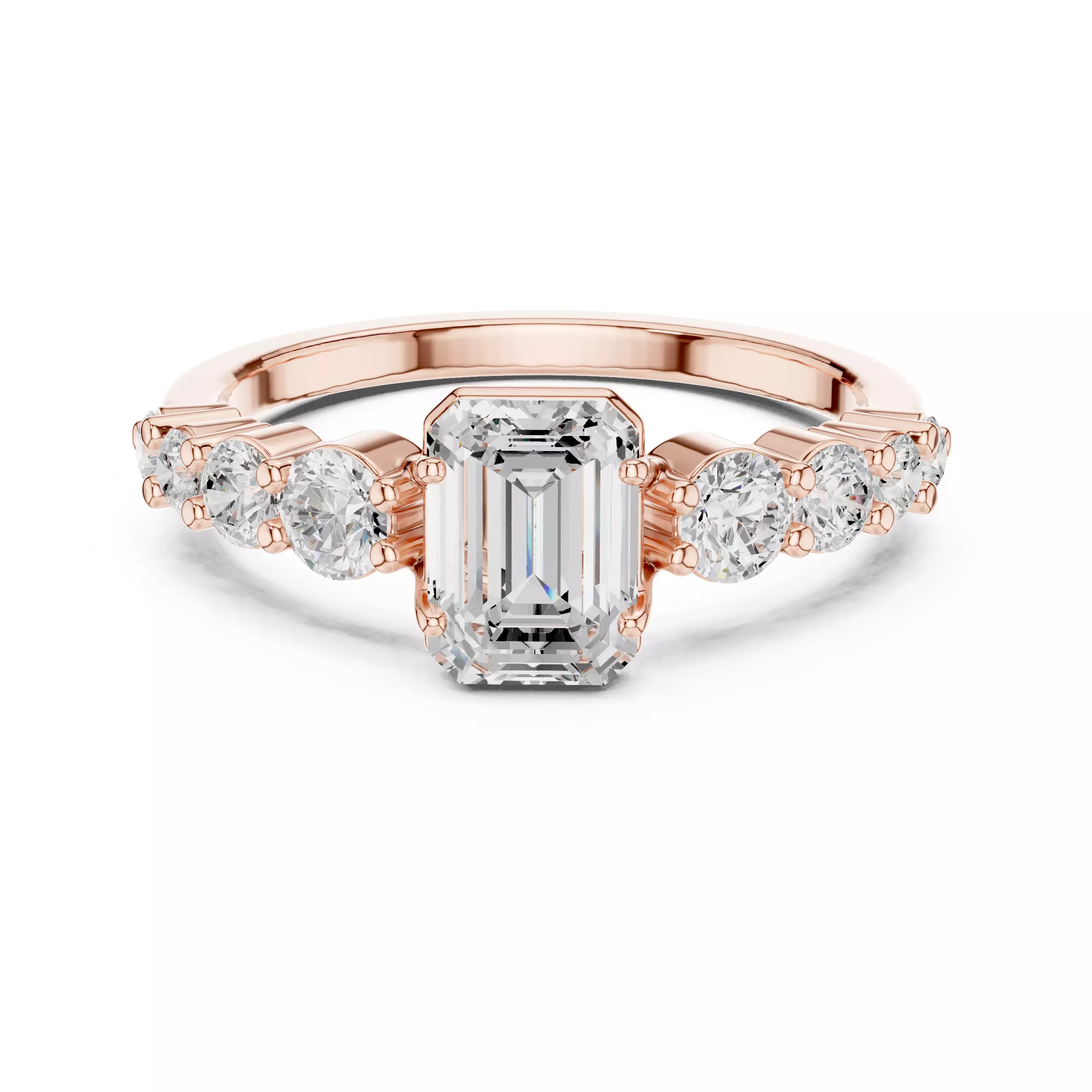 1CT Emerald Cut Diamond Engagement Wedding Ring 3DM STL Video 3D print model_6