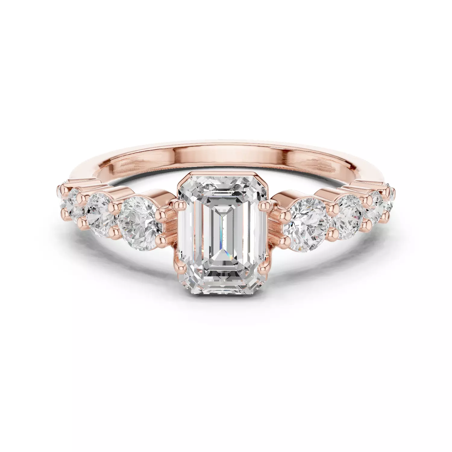 1CT Emerald Cut Diamond Engagement Wedding Ring 3DM STL Video 3D print model_0