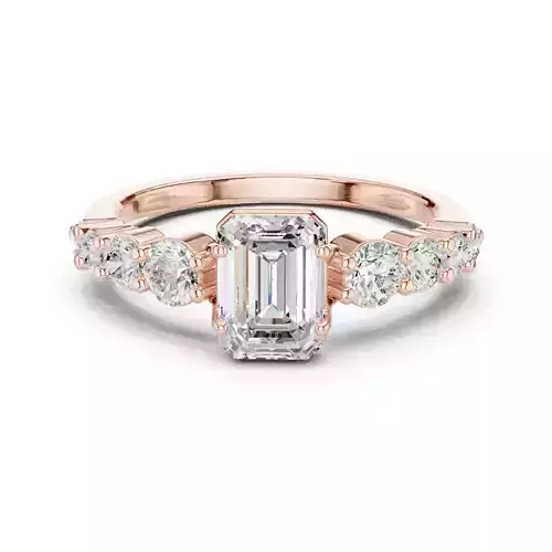 1CT Emerald Cut Diamond Engagement Wedding Ring 3DM STL Video 3D print model
