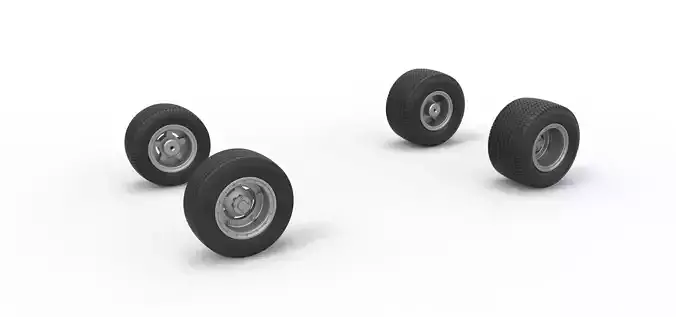 Wheel set of Northeast Dirt Modified stock car V3 Scale 1 to 25