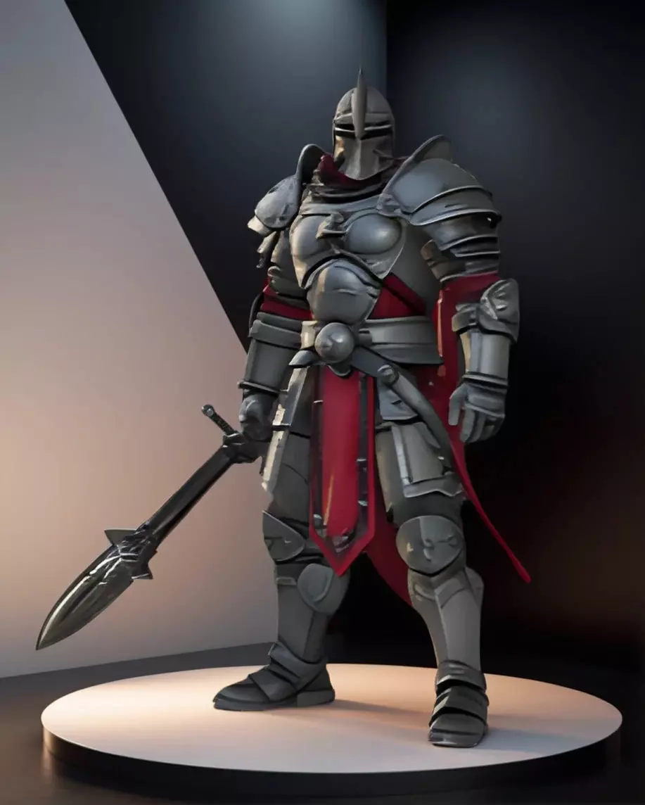 Battle-Worn Hero Bust 3D Model - STL Printable Fantasy Character 3D print model_0