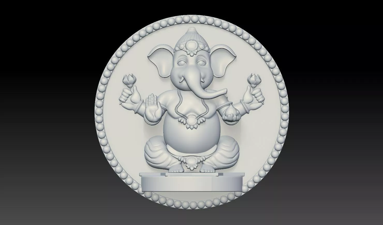 Ganesh God Coin Relief 3D Model 3D print model
