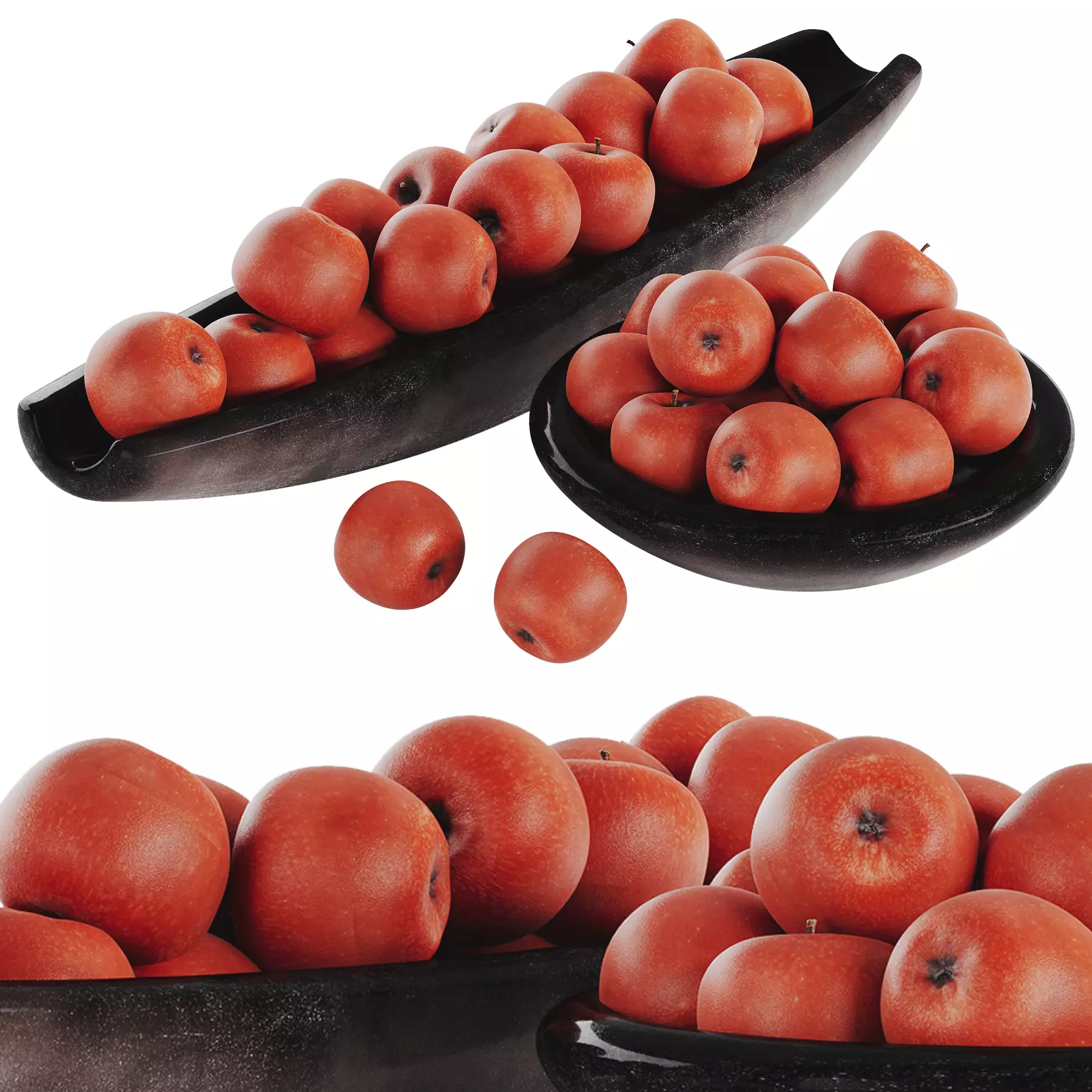 Red Apple Low-poly 3D model_3