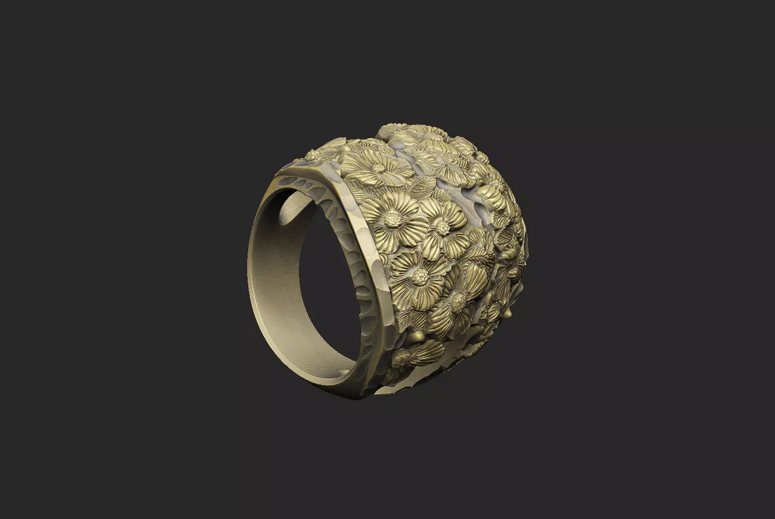 Cluster flower ring design Victoria organic queen women 3D print model