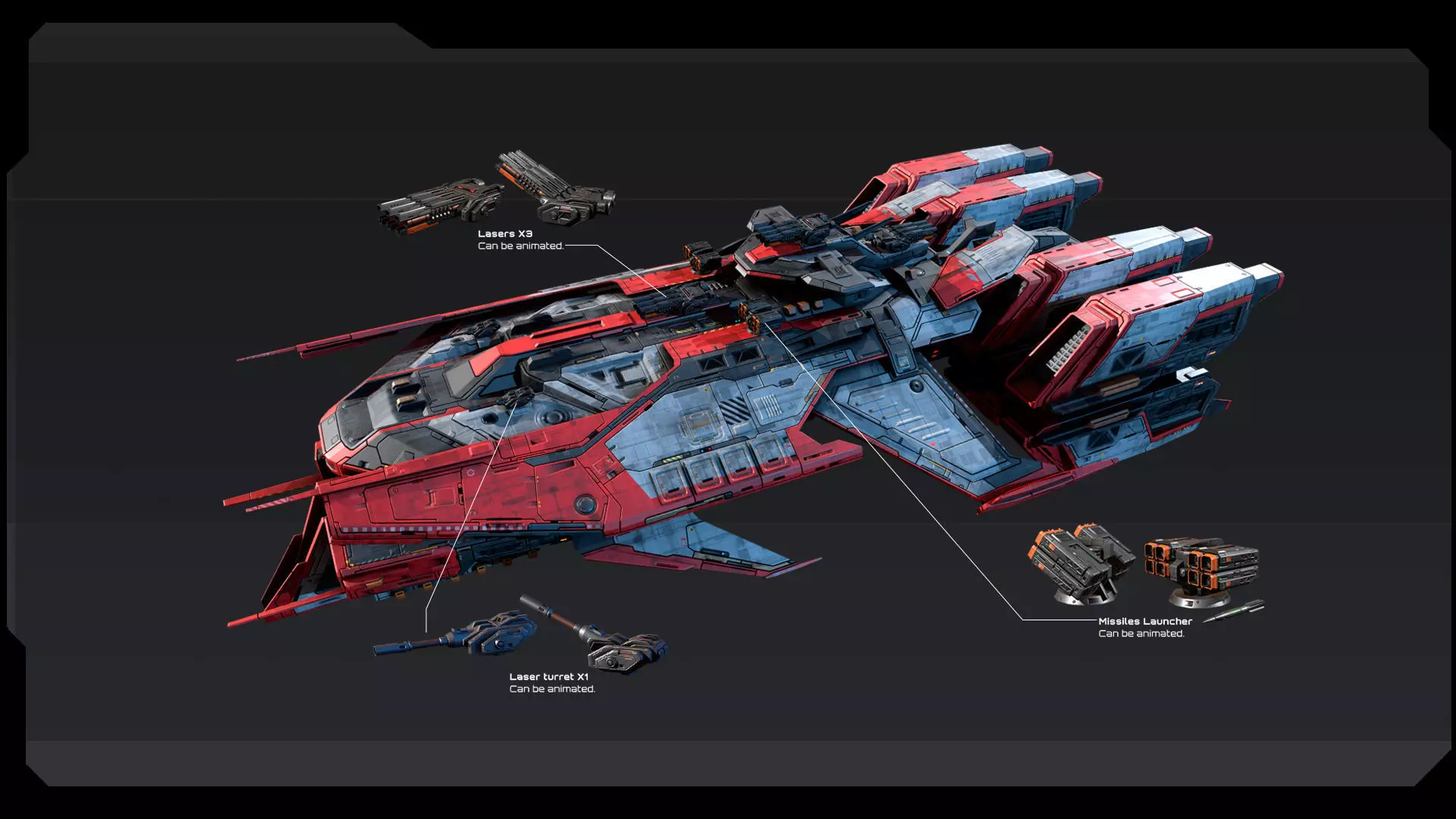 STARSHIPS - Pack07 Low-poly 3D model_10