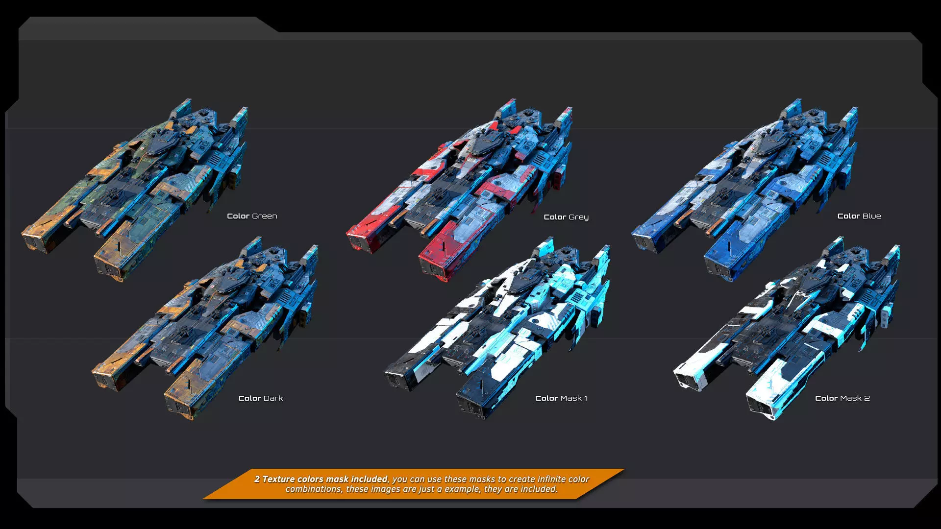 STARSHIPS - Pack07 Low-poly 3D model_8