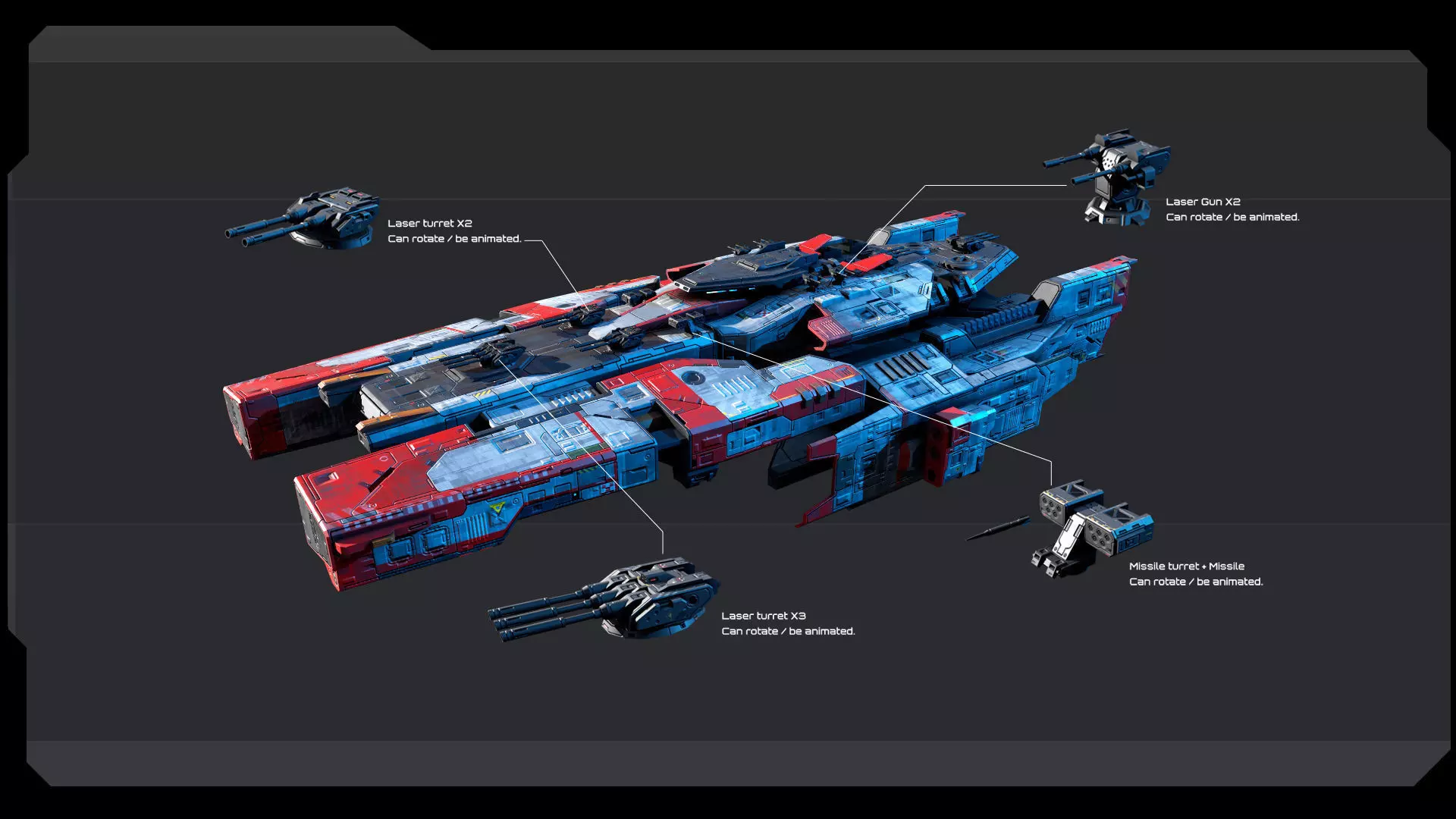 STARSHIPS - Pack07 Low-poly 3D model_7