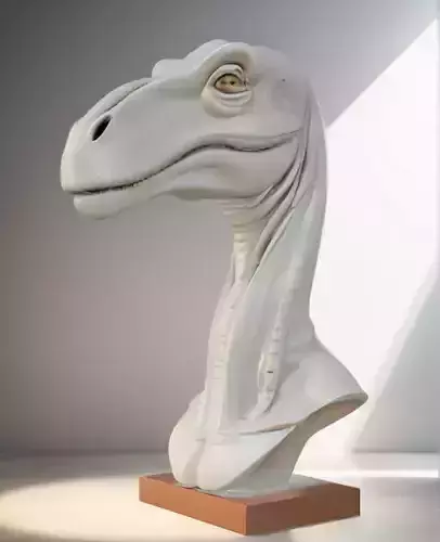 Velociraptor Bust 3D Model - STL Printable Dinosaur