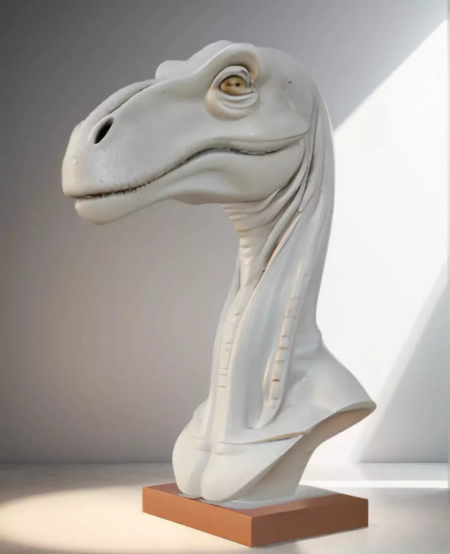 Velociraptor Bust 3D Model - STL Printable Dinosaur 3D print model_0