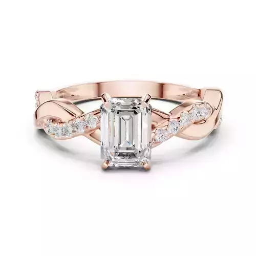 Emerald Cut Twisted Shank Diamond Engagement Ring 3DM STL Video
