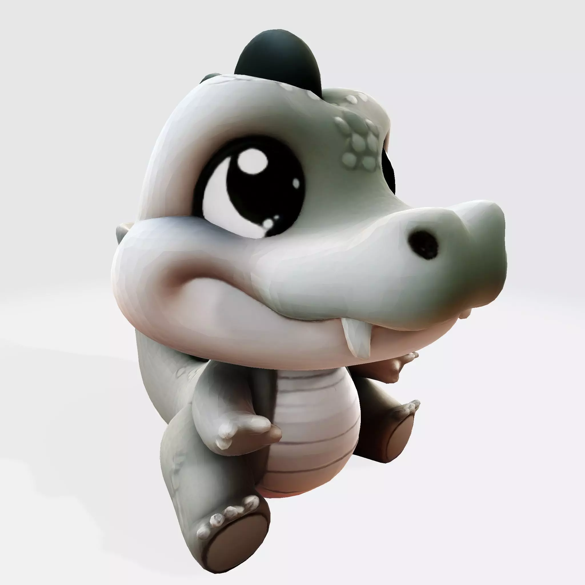 Cute Cartoon Crocodile  3D Print Ready Model 3D print model_5