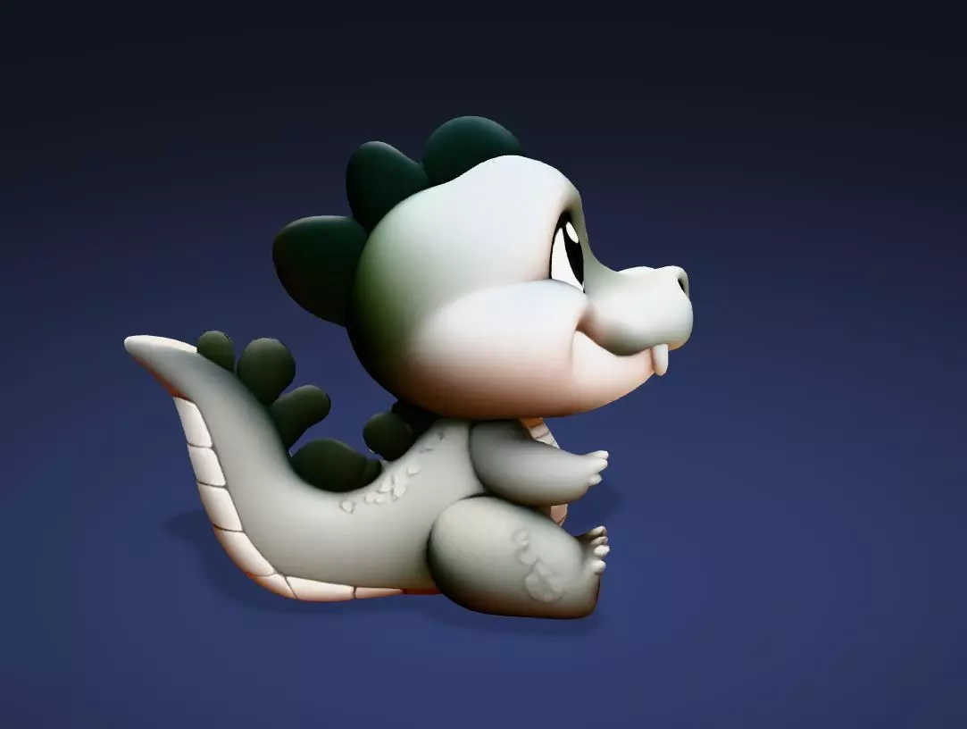 Cute Cartoon Crocodile  3D Print Ready Model 3D print model_3