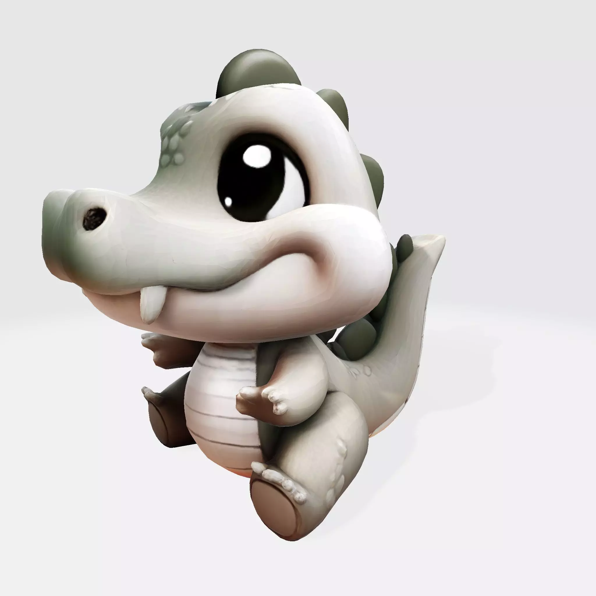 Cute Cartoon Crocodile  3D Print Ready Model 3D print model_6