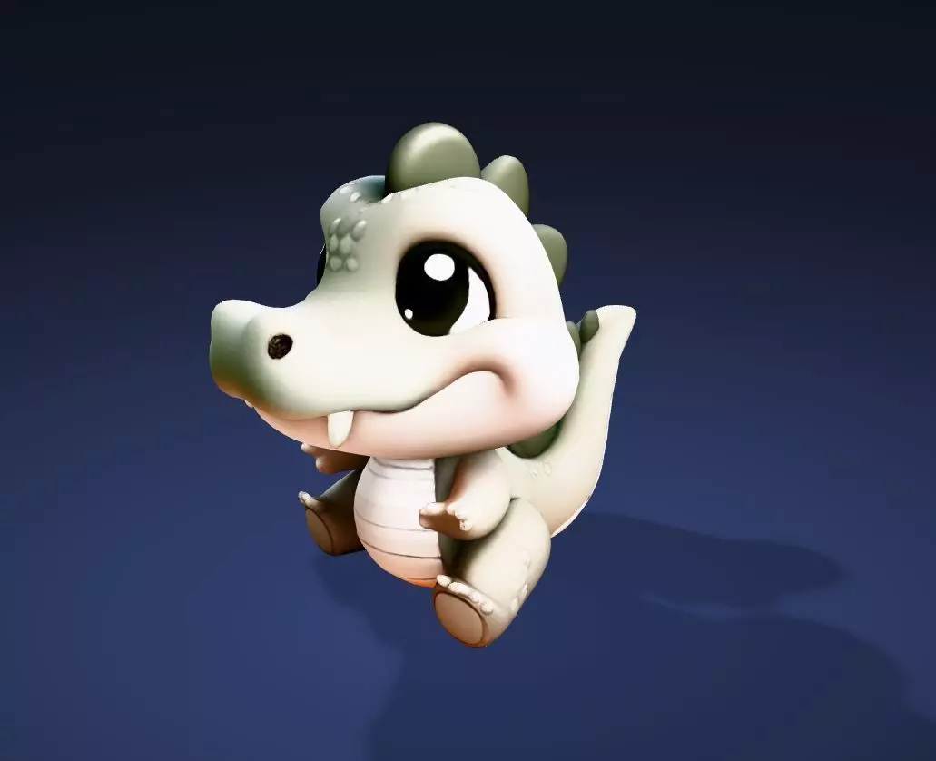 Cute Cartoon Crocodile  3D Print Ready Model 3D print model_15