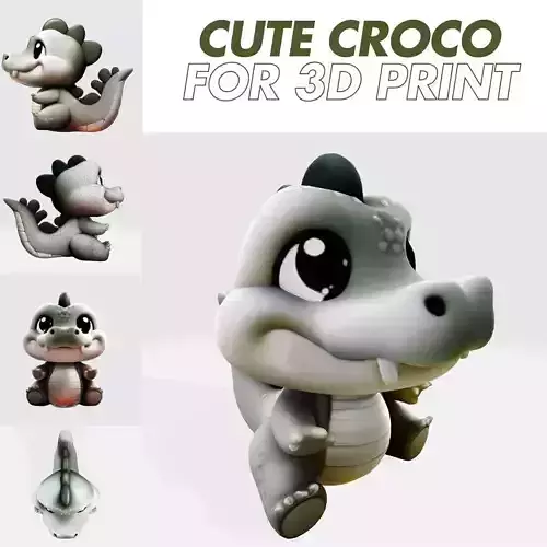 Cute Cartoon Crocodile  3D Print Ready Model 3D print model