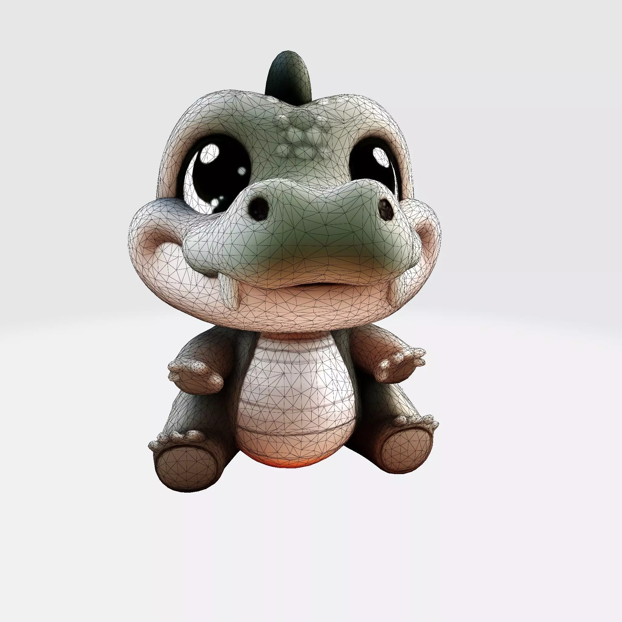 Cute Cartoon Crocodile  3D Print Ready Model 3D print model_10