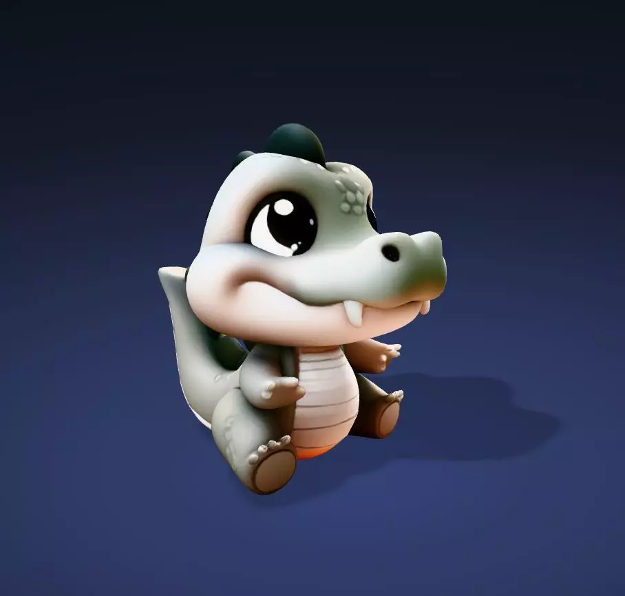 Cute Cartoon Crocodile  3D Print Ready Model 3D print model_2
