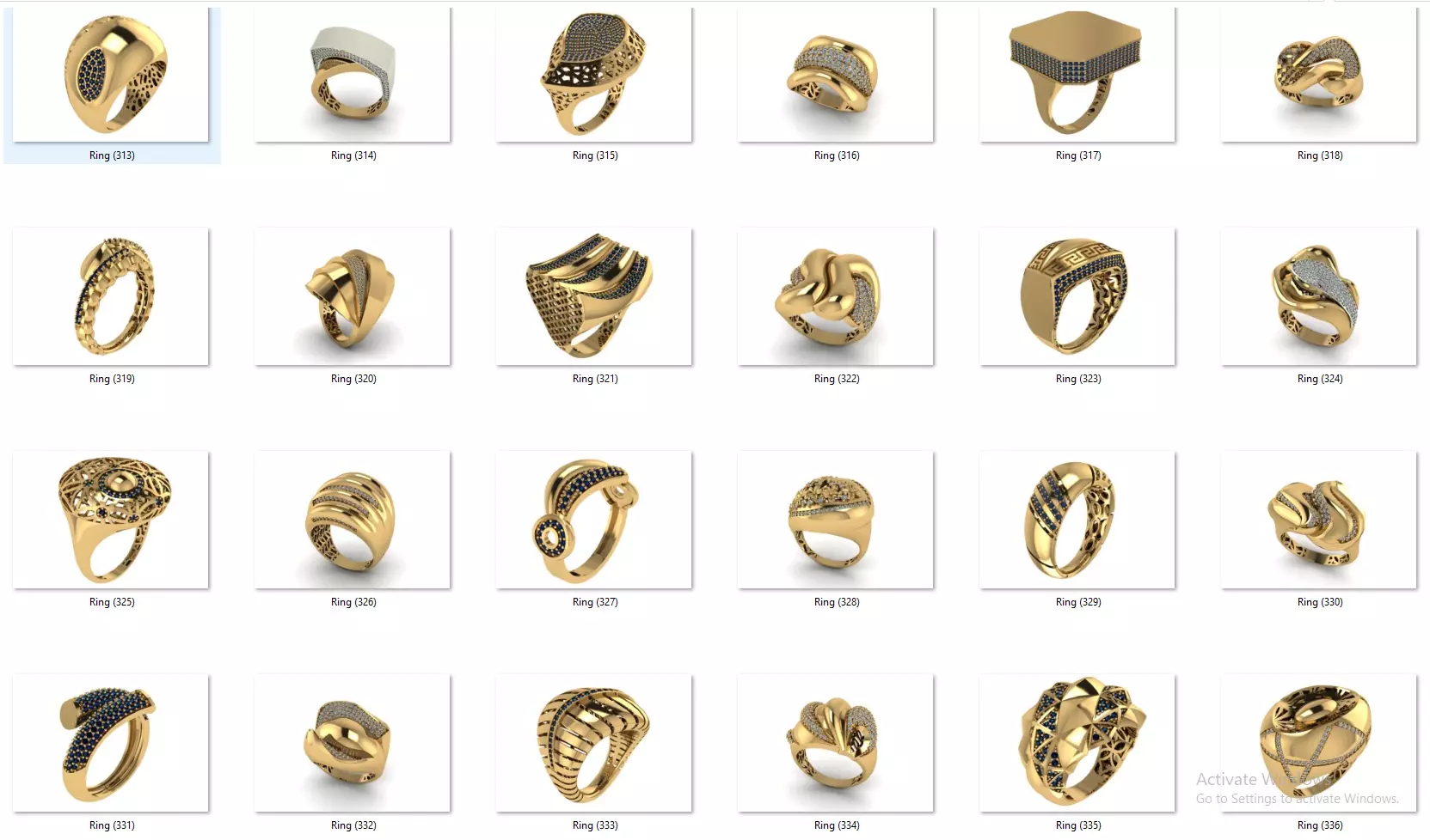 Fusion Diamond Micro Stone Rings All in one 889 rings 3D print model_13