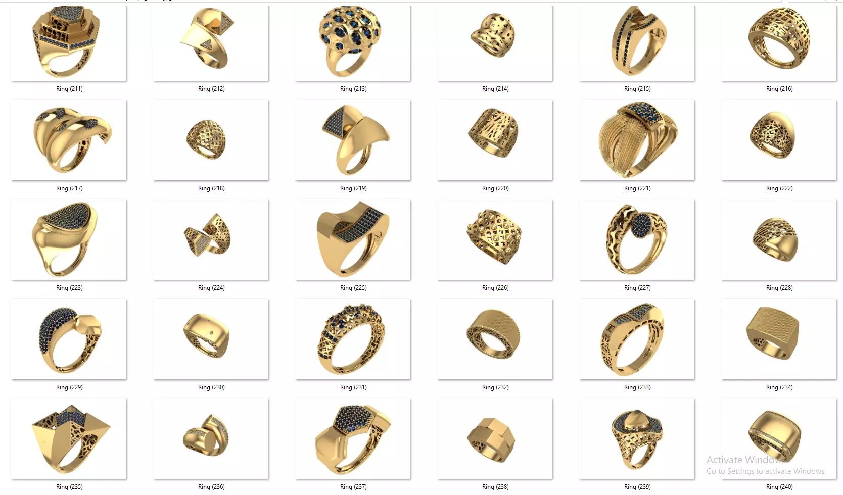 Fusion Diamond Micro Stone Rings All in one 889 rings 3D print model_39