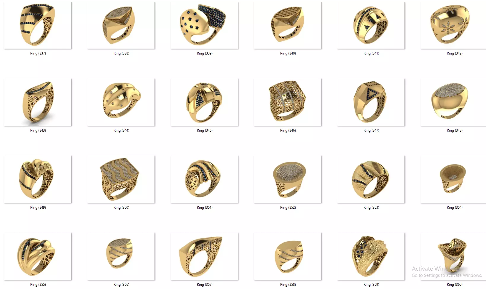 Fusion Diamond Micro Stone Rings All in one 889 rings 3D print model_14