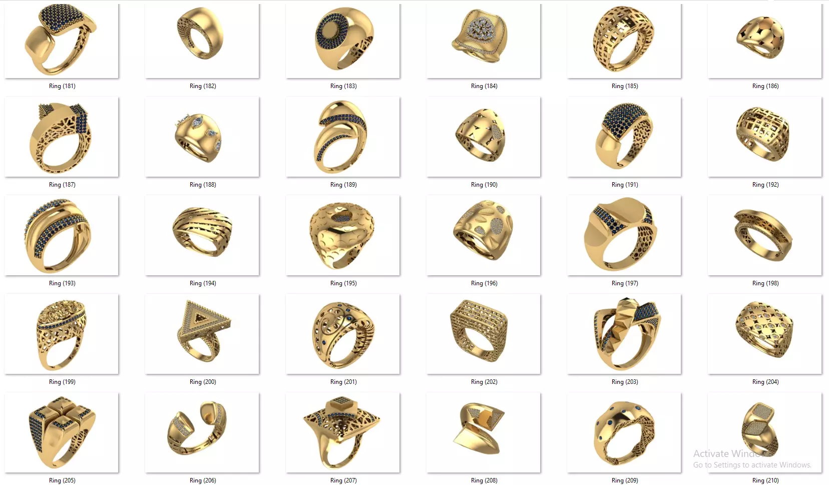 Fusion Diamond Micro Stone Rings All in one 889 rings 3D print model_66