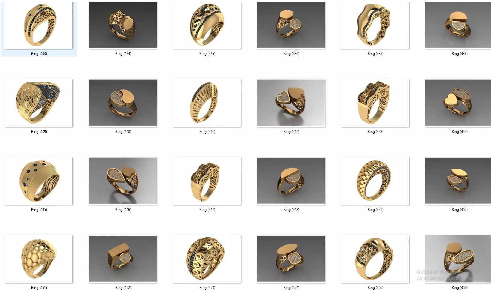 Fusion Diamond Micro Stone Rings All in one 889 rings 3D print model_62