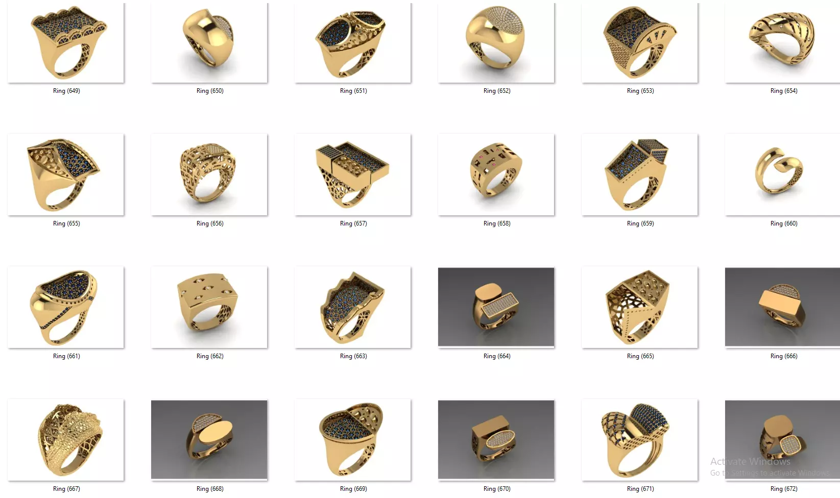 Fusion Diamond Micro Stone Rings All in one 889 rings 3D print model_55