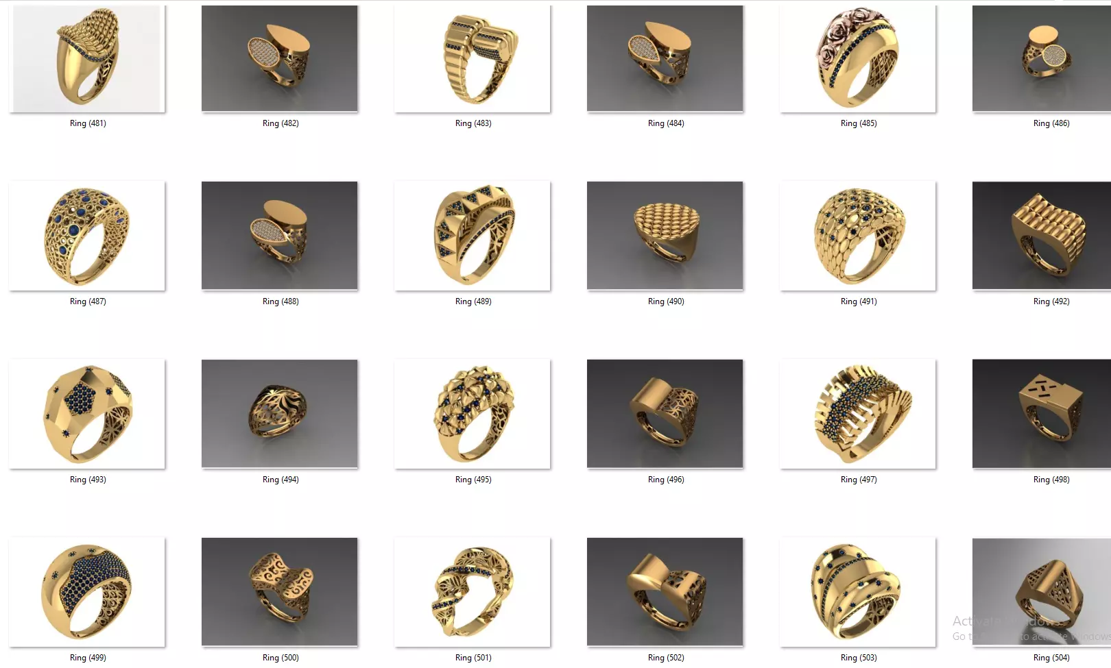 Fusion Diamond Micro Stone Rings All in one 889 rings 3D print model_20