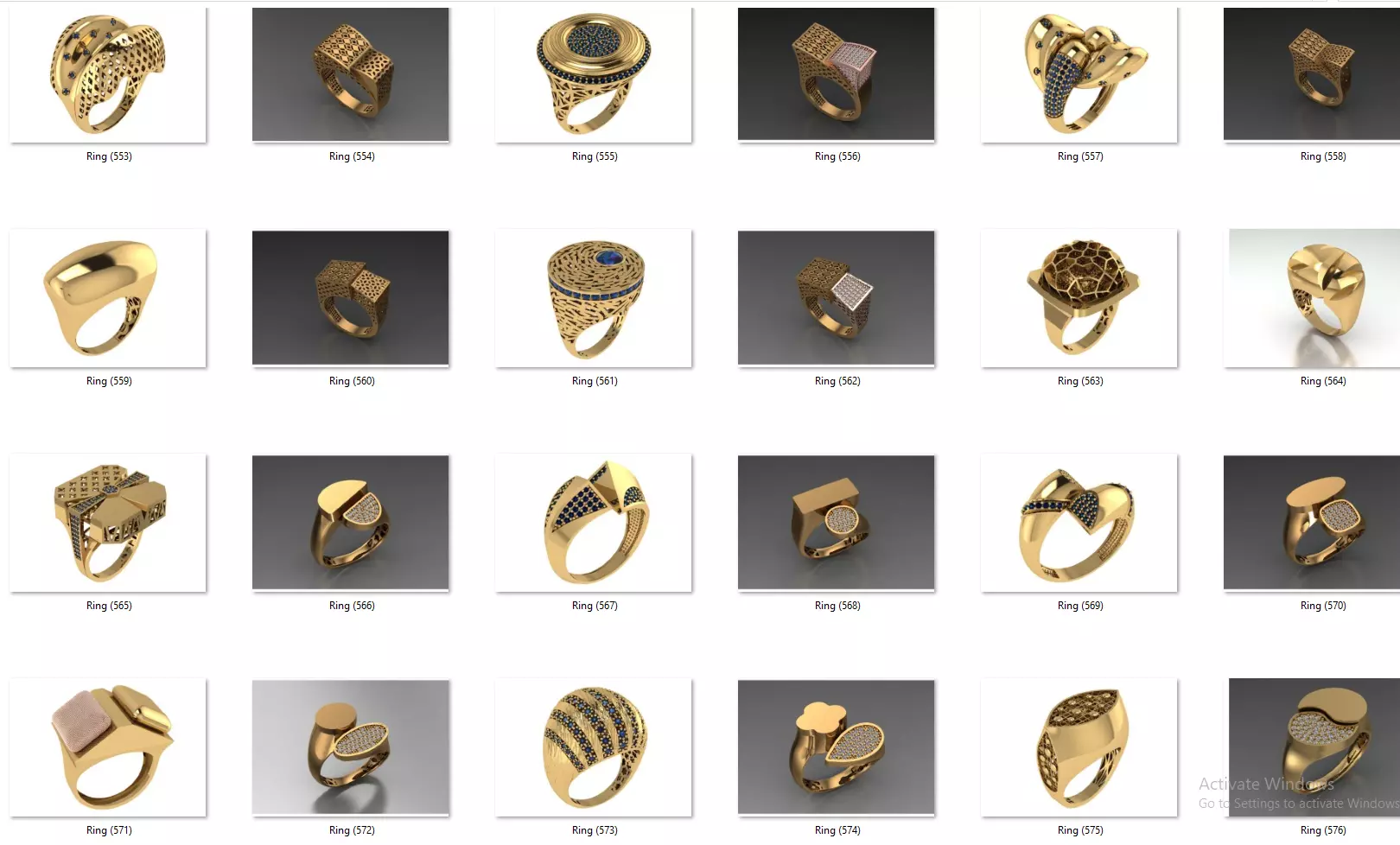 Fusion Diamond Micro Stone Rings All in one 889 rings 3D print model_23