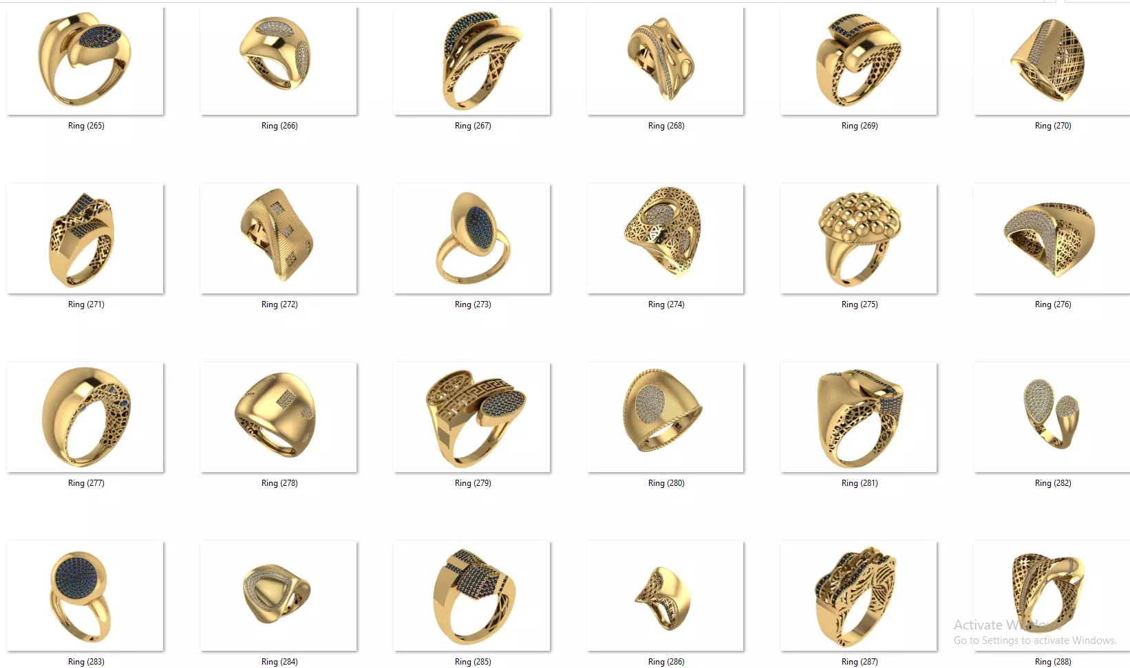 Fusion Diamond Micro Stone Rings All in one 889 rings 3D print model_38