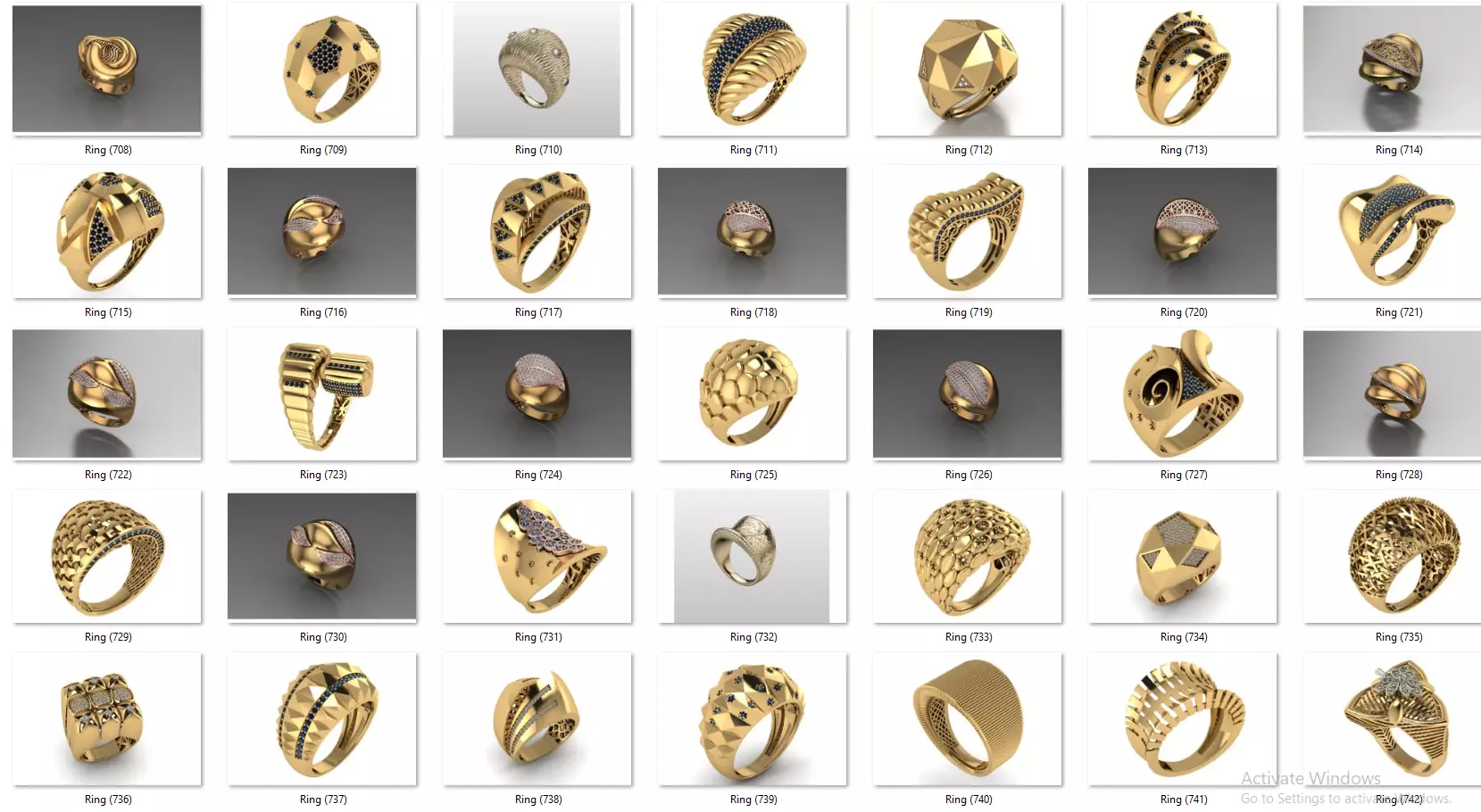 Fusion Diamond Micro Stone Rings All in one 889 rings 3D print model_30