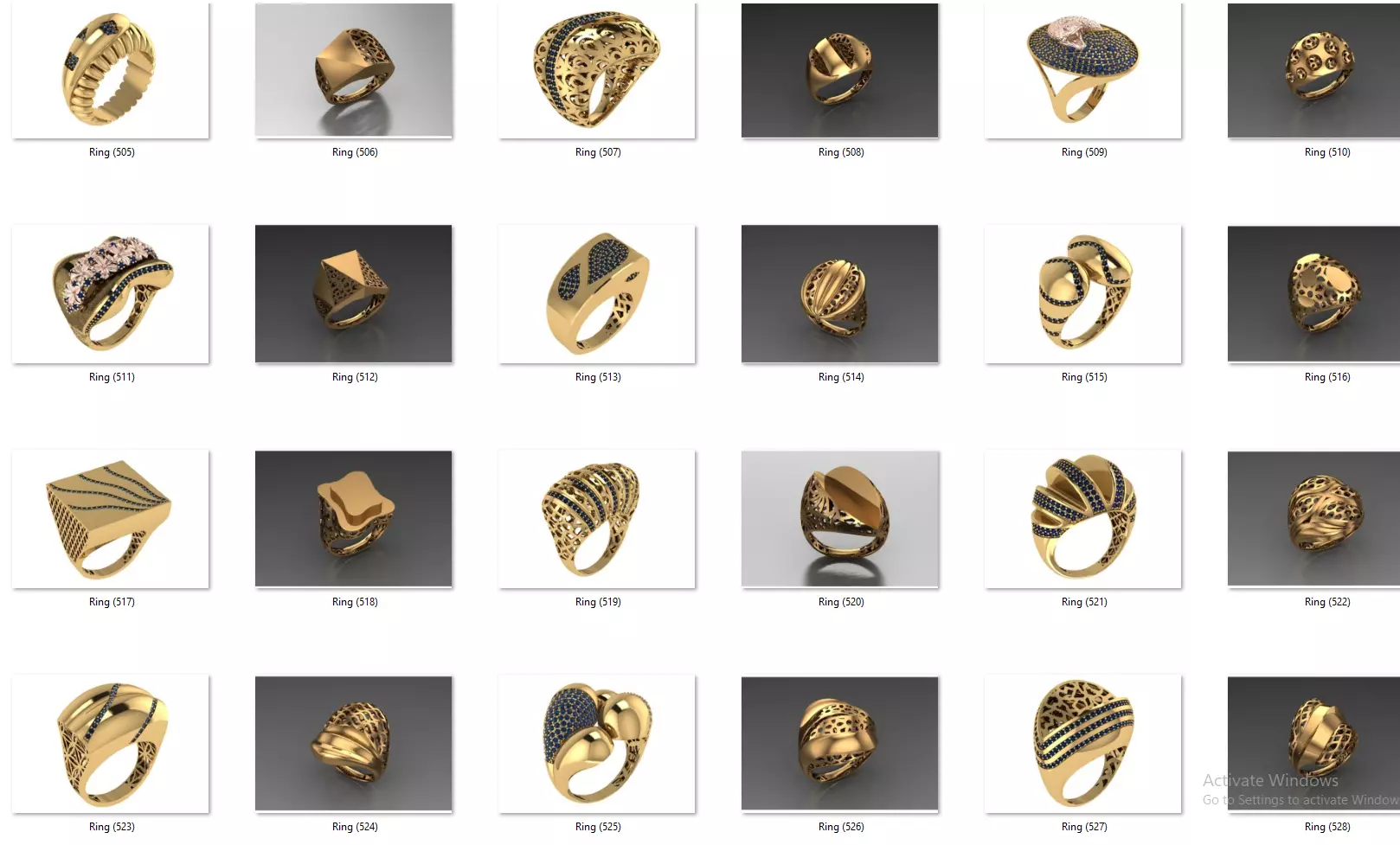 Fusion Diamond Micro Stone Rings All in one 889 rings 3D print model_21