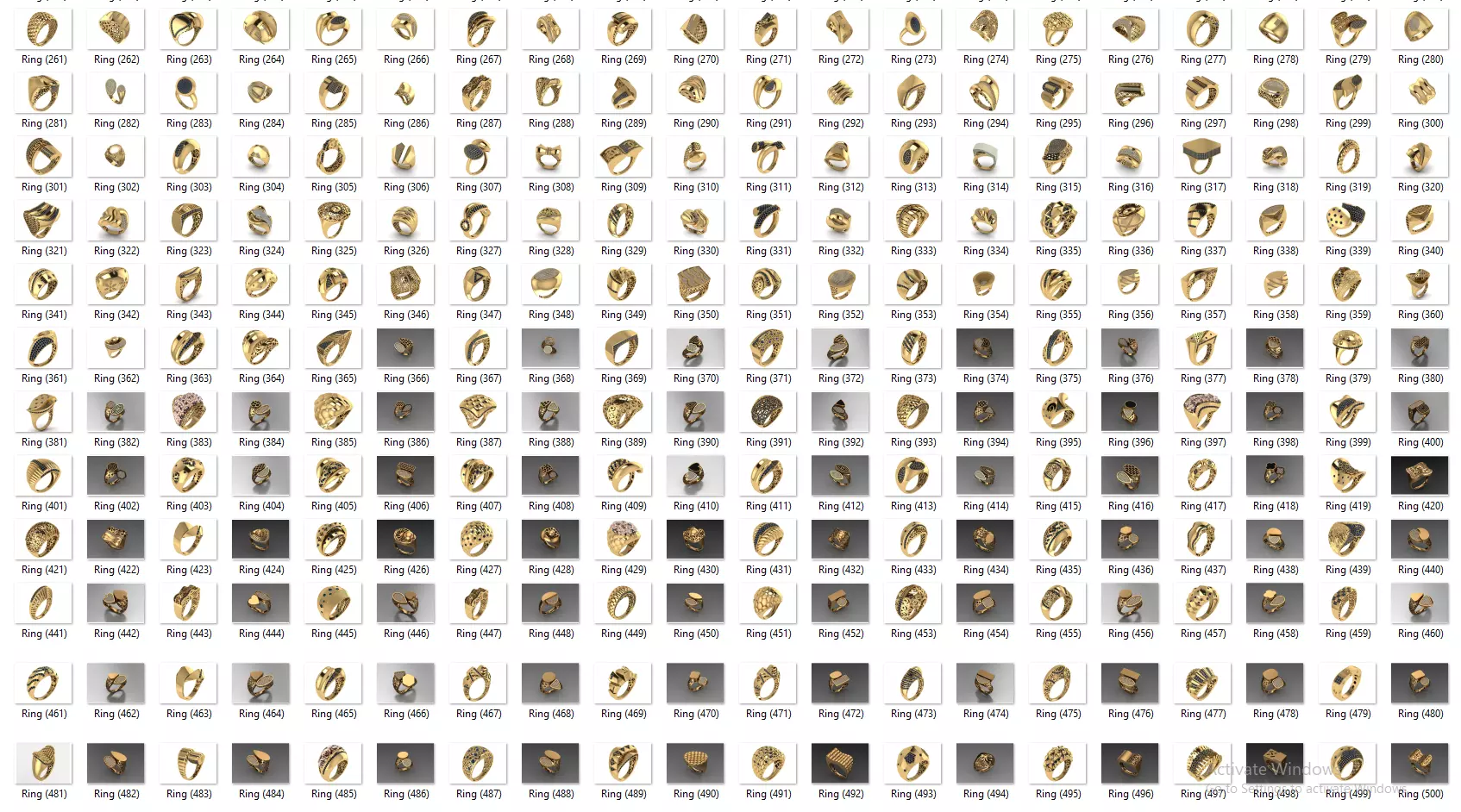 Fusion Diamond Micro Stone Rings All in one 889 rings 3D print model_1