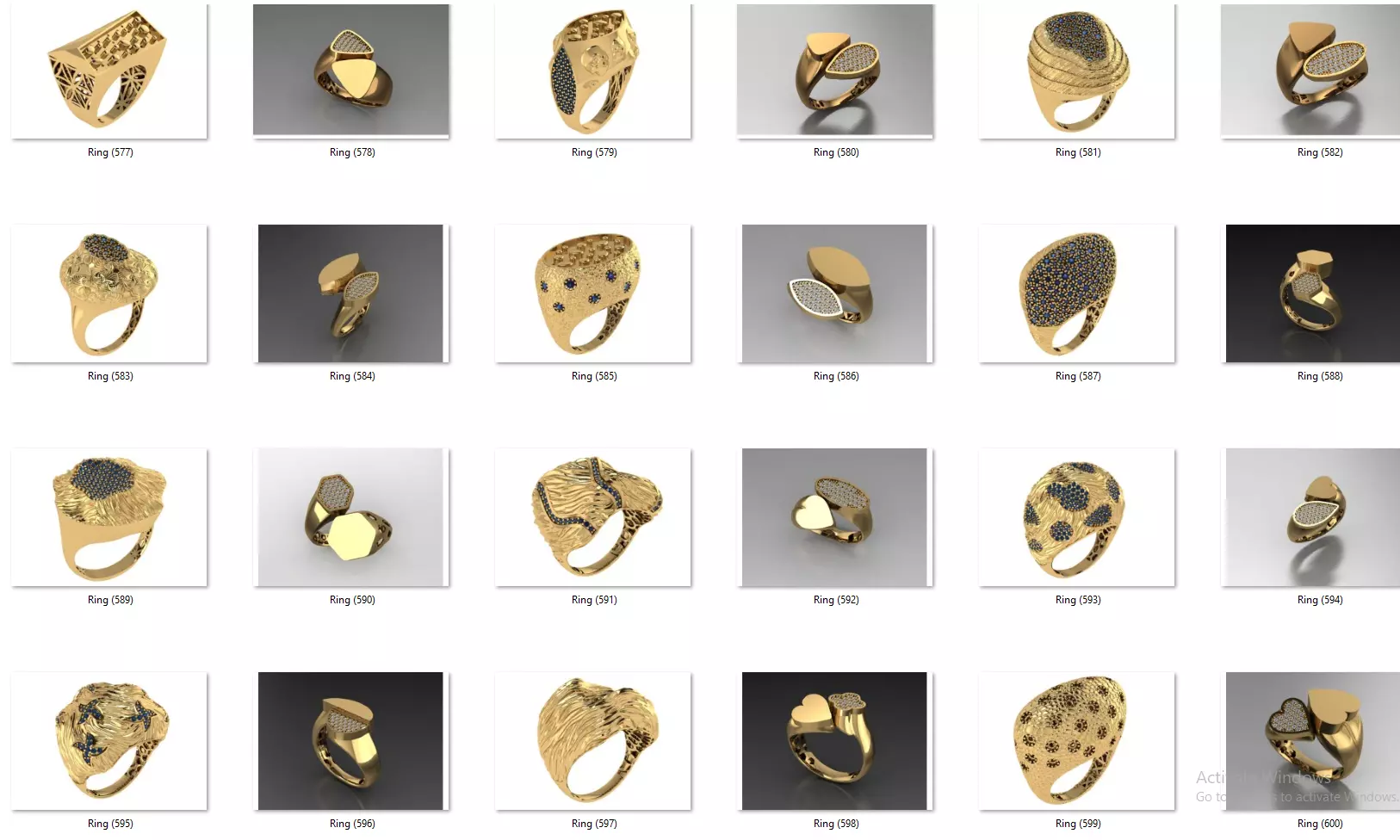 Fusion Diamond Micro Stone Rings All in one 889 rings 3D print model_24