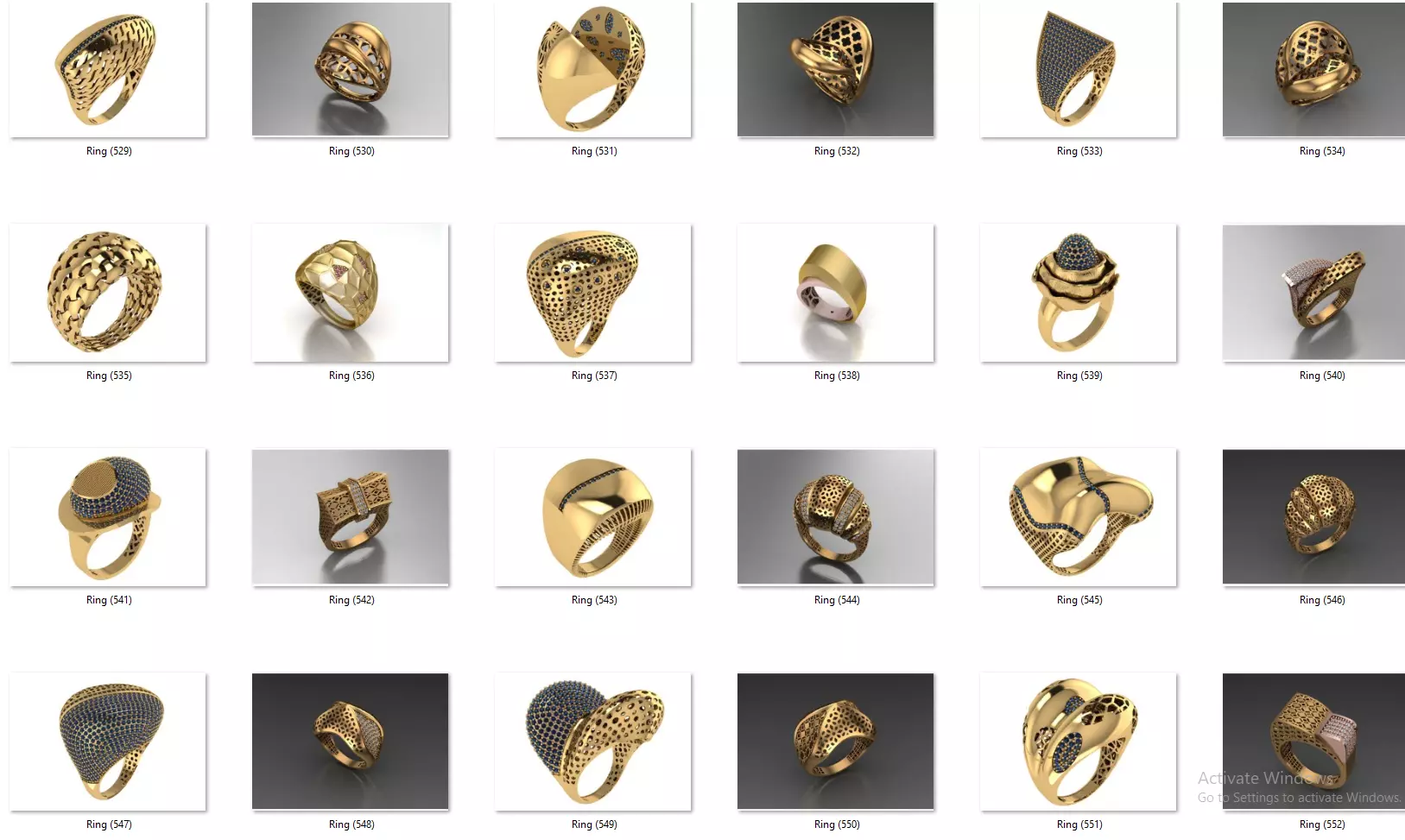 Fusion Diamond Micro Stone Rings All in one 889 rings 3D print model_22