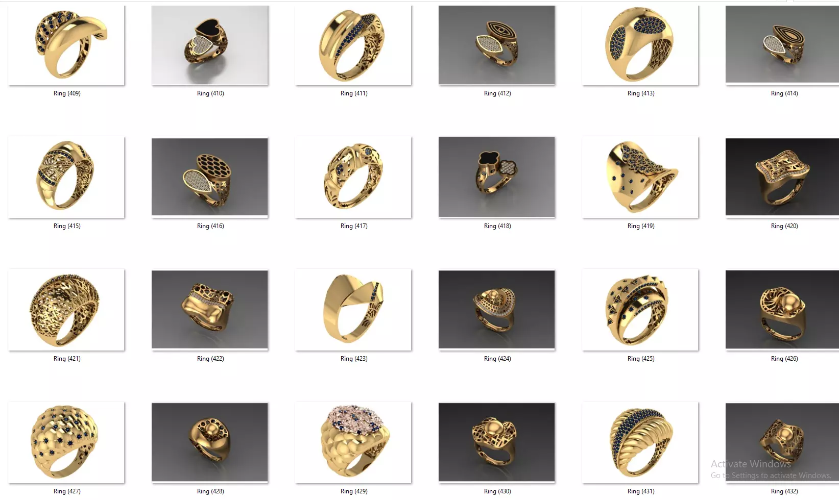 Fusion Diamond Micro Stone Rings All in one 889 rings 3D print model_57