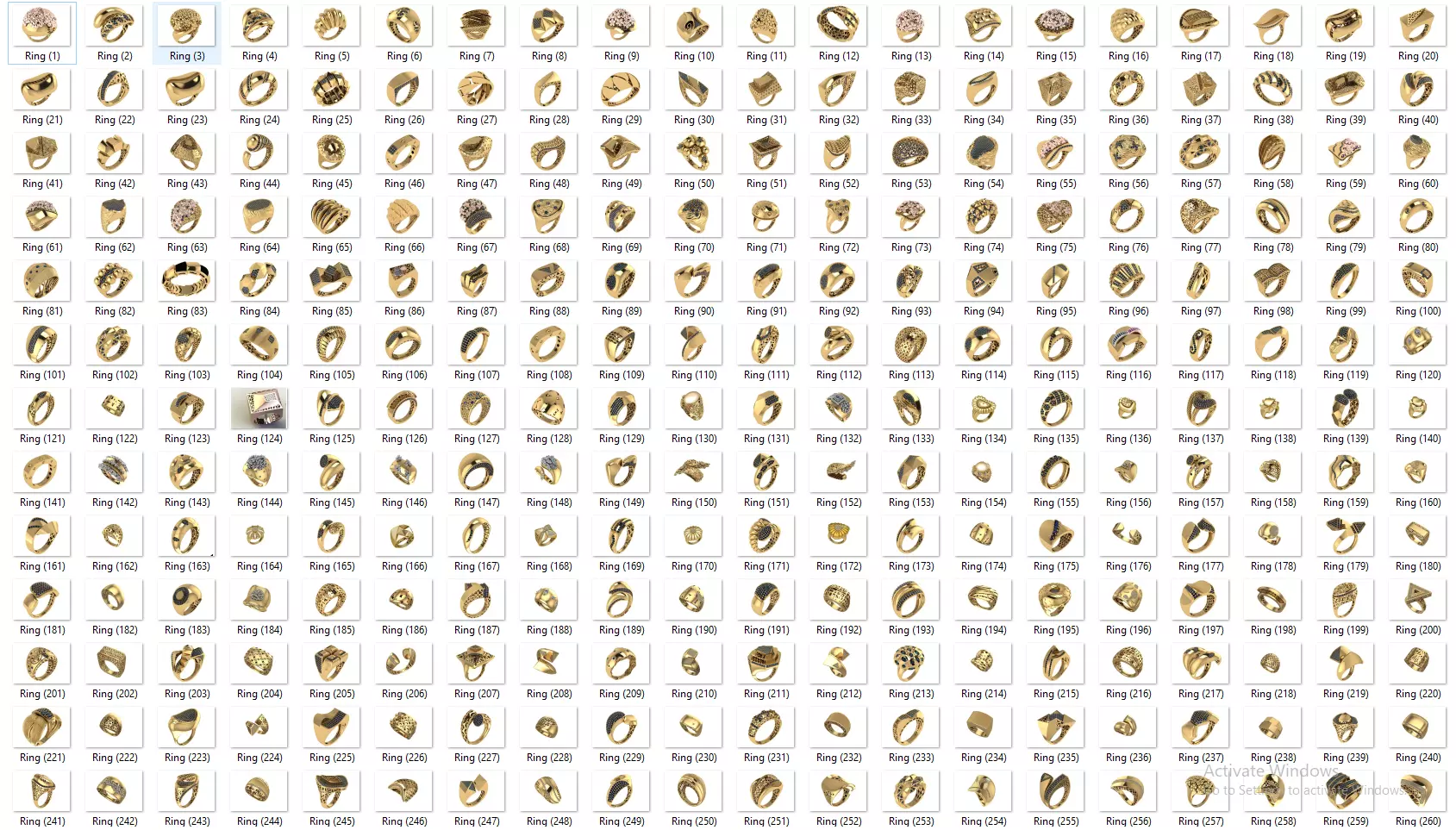 Fusion Diamond Micro Stone Rings All in one 889 rings 3D print model_0