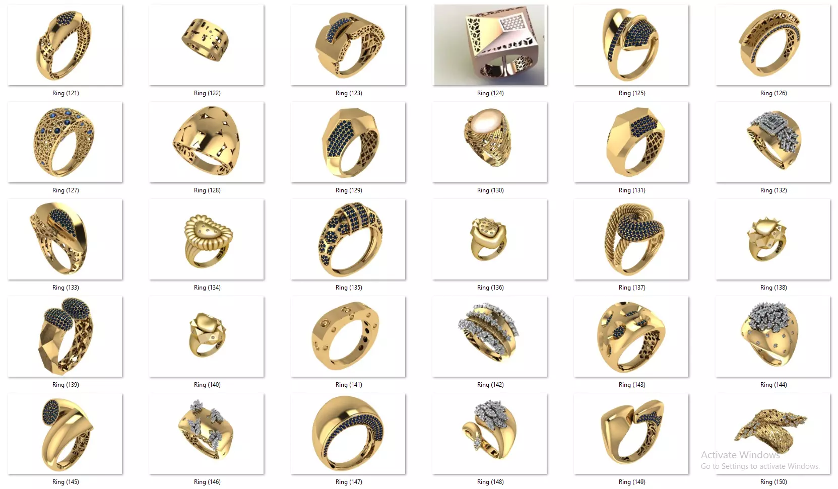 Fusion Diamond Micro Stone Rings All in one 889 rings 3D print model_43