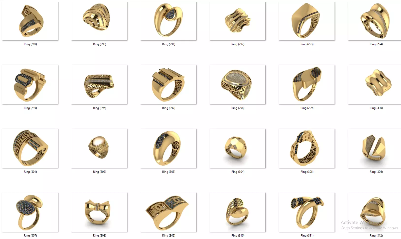 Fusion Diamond Micro Stone Rings All in one 889 rings 3D print model_41