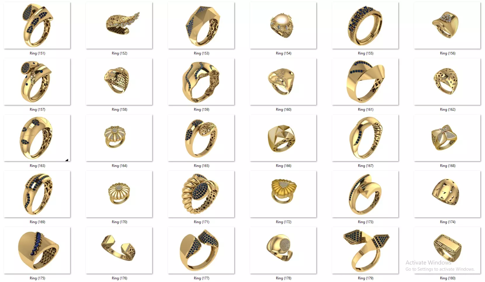 Fusion Diamond Micro Stone Rings All in one 889 rings 3D print model_6