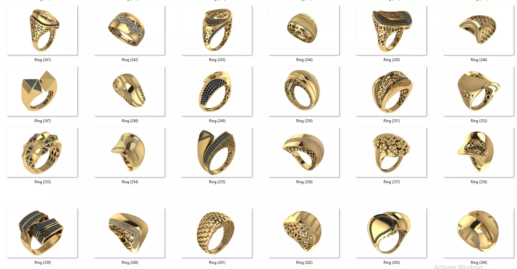 Fusion Diamond Micro Stone Rings All in one 889 rings 3D print model_9