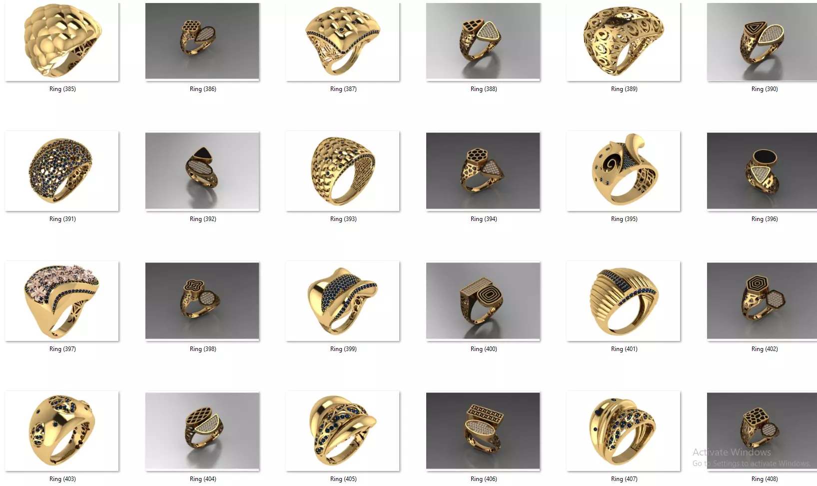 Fusion Diamond Micro Stone Rings All in one 889 rings 3D print model_47