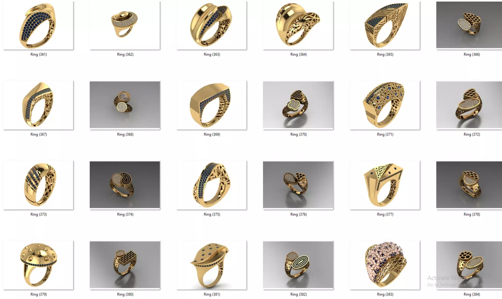 Fusion Diamond Micro Stone Rings All in one 889 rings 3D print model_15