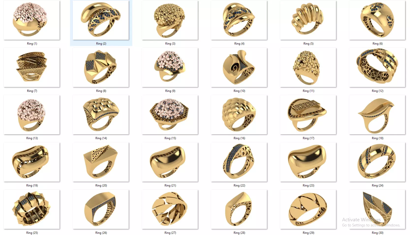 Fusion Diamond Micro Stone Rings All in one 889 rings 3D print model_4