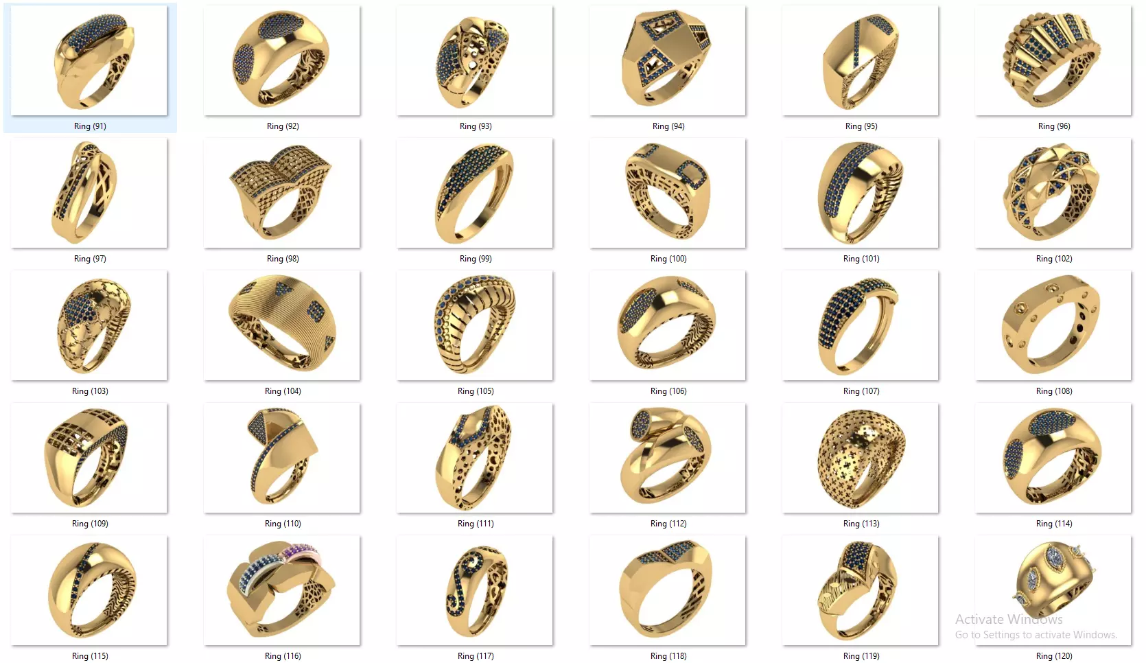 Fusion Diamond Micro Stone Rings All in one 889 rings 3D print model_37