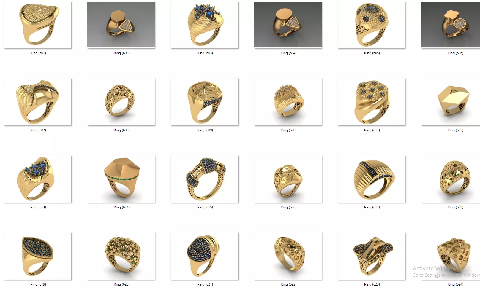 Fusion Diamond Micro Stone Rings All in one 889 rings 3D print model_25