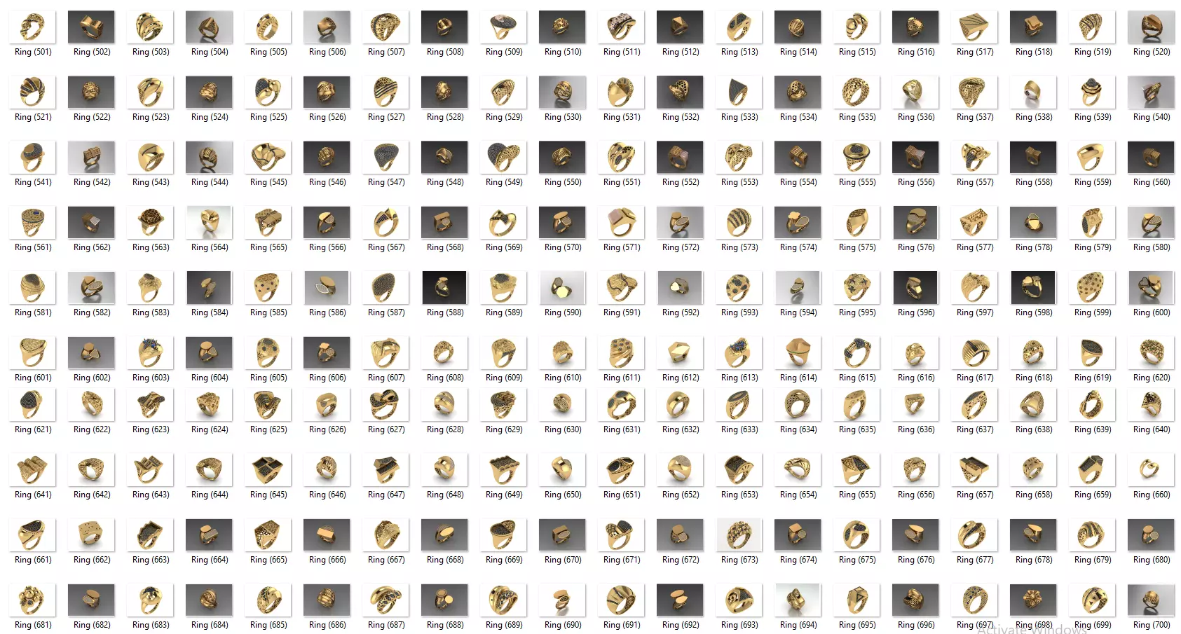 Fusion Diamond Micro Stone Rings All in one 889 rings 3D print model_2