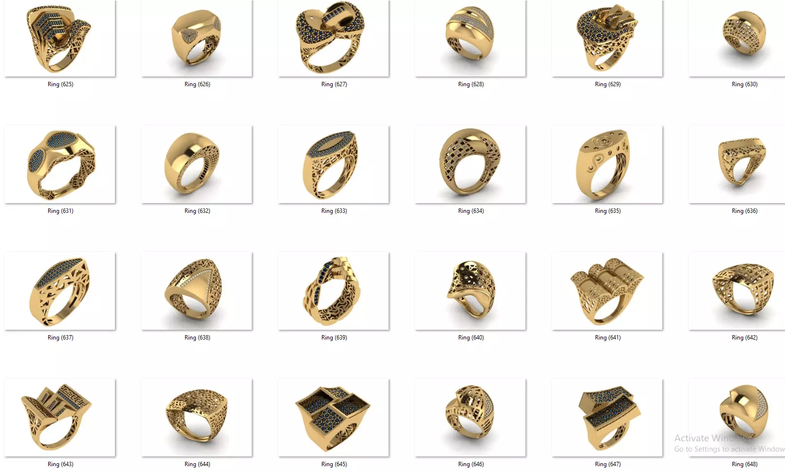 Fusion Diamond Micro Stone Rings All in one 889 rings 3D print model_27