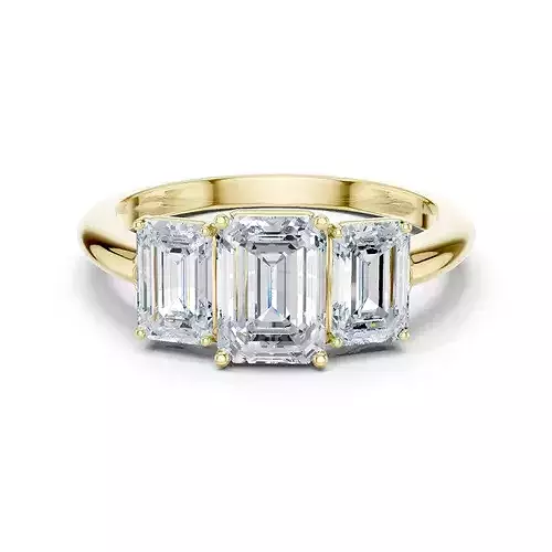 Three Stone Emerald Diamond Engagement Woman Ring 3DM STL Video