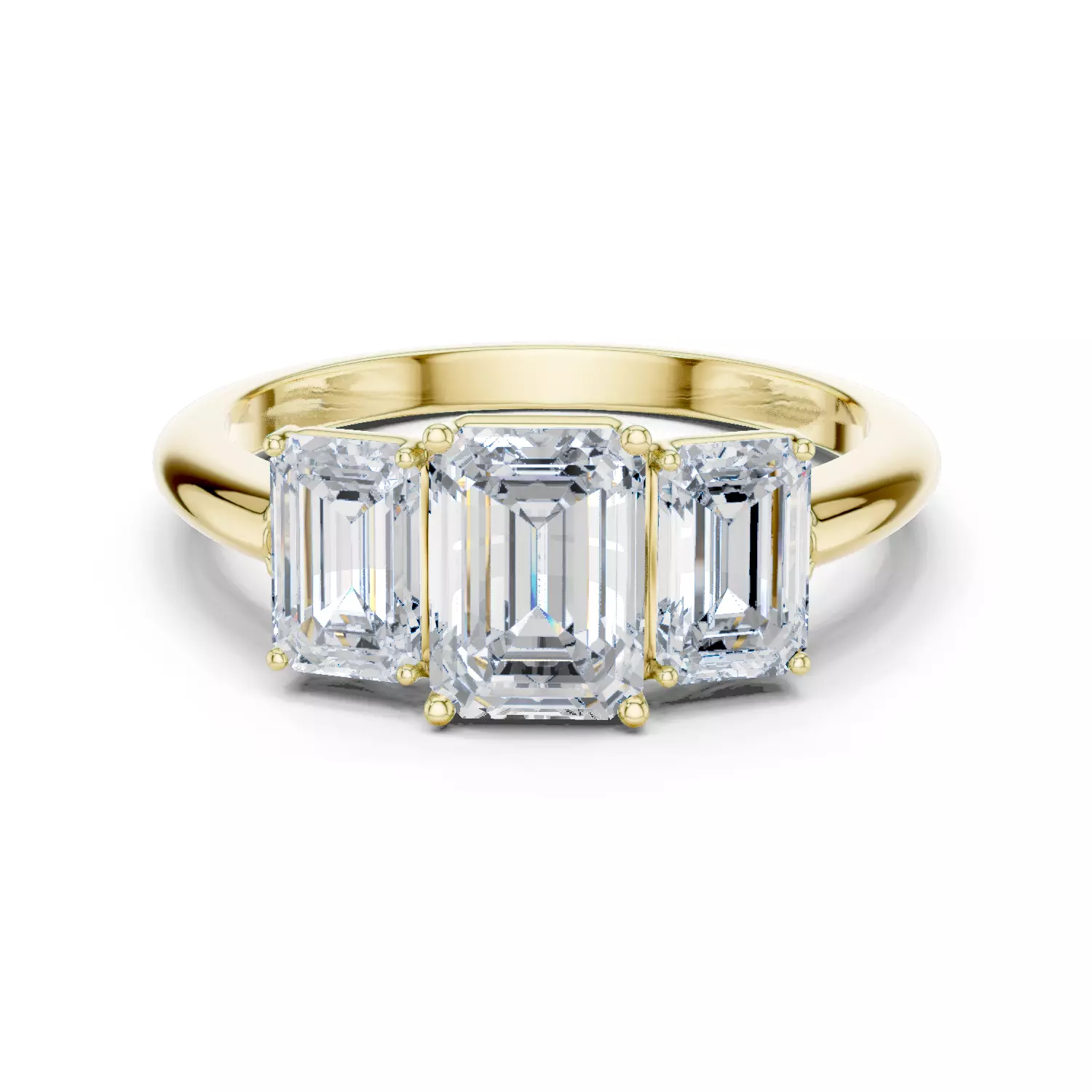 Three Stone Emerald Diamond Engagement Woman Ring 3DM STL Video 3D print model